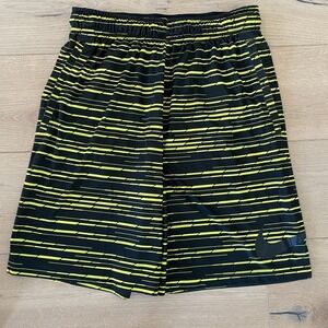 Nike | Men's Dri-Fit Black and Yellow Striped Shorts, L
